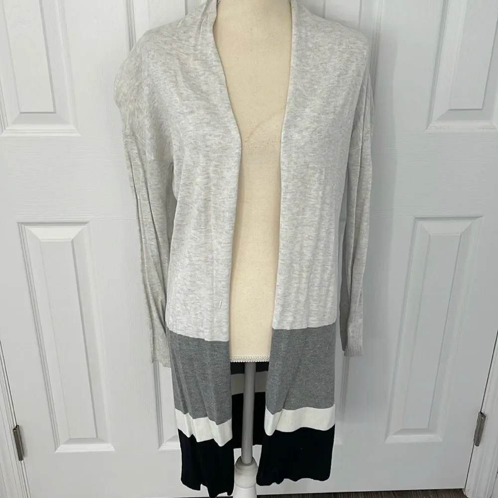 Open Colorblock Charcoal Grey/Light Grey/black Cardigan